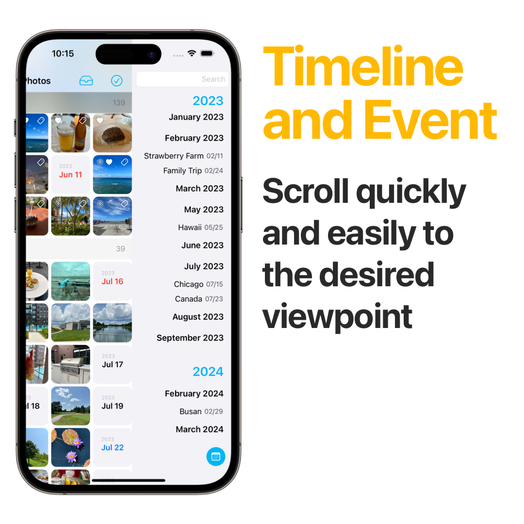 Timeline and Event - Scroll quickly and easily to the desired viewpoint